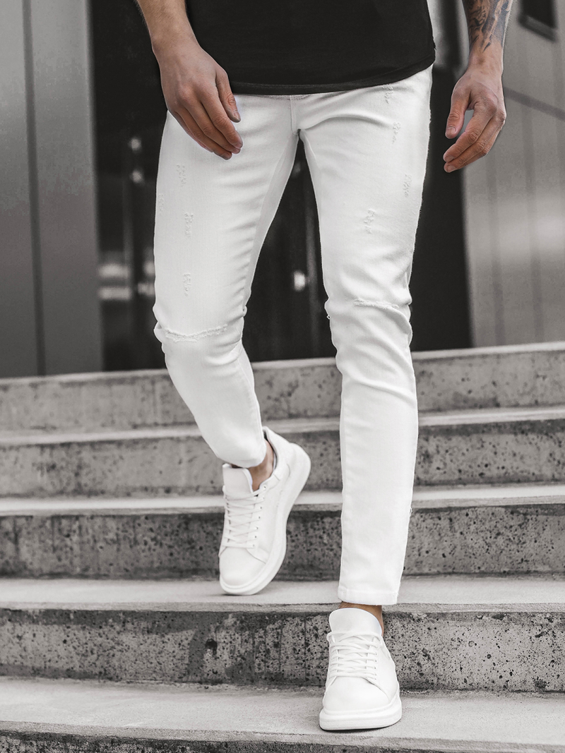 Spodnie jeansowe męskie białe OZONEE B/55118