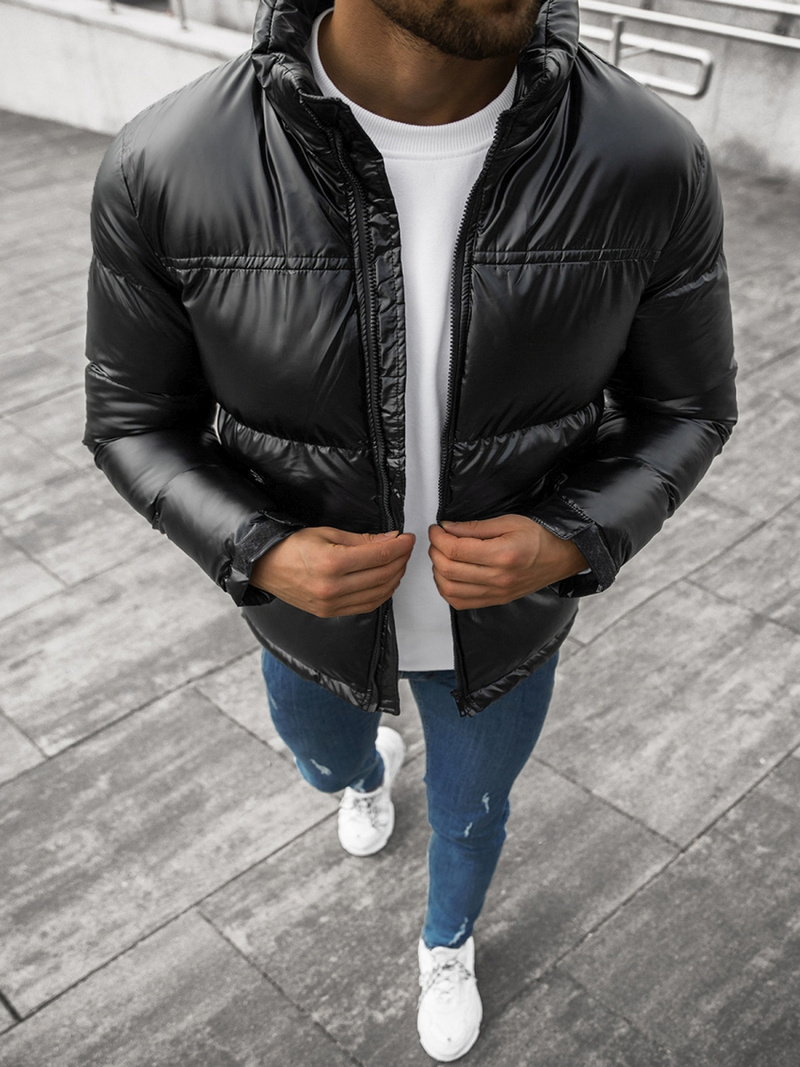 Kurtka zimowa męska pikowana czarna OZONEE JB/JP1188/3Z