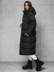 Kurtka zimowa damska długa pikowana czarna OZONEE JS/5M3163/392Z
