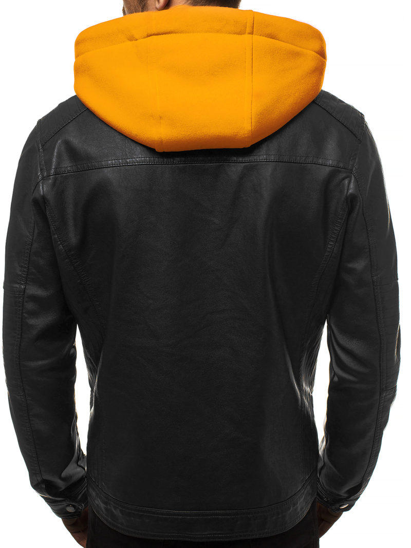 Kurtka skórzana męska czarno-żółta OZONEE N/6129