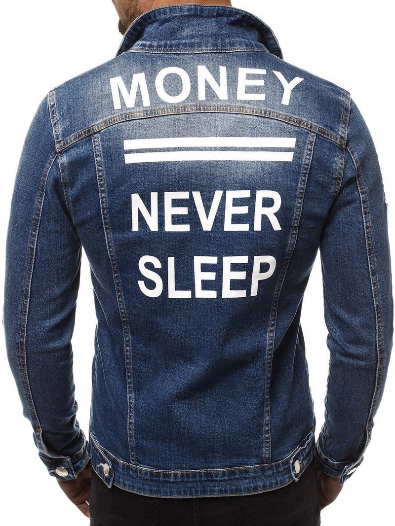 Kurtka jeans męska ciemno-niebieska OZONEE G/600