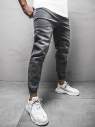 Spodnie męskie joggery jeansowe grafitowe OZONEE DP/674