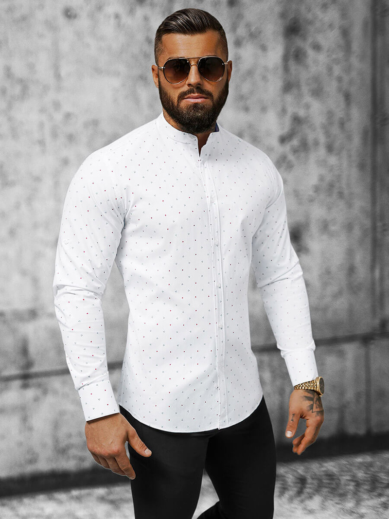 Koszula męska ze stójką biała OZONEE O/V22