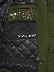 Kurtka zimowa damska długa pikowana khaki OZONEE O/W377