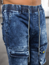 Spodnie jeansowe joggery męskie niebieskie OZONEE DR/TF070