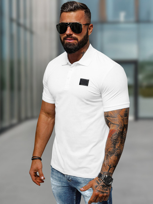Koszulka męska polo biała OZONEE NB/MT3018Z