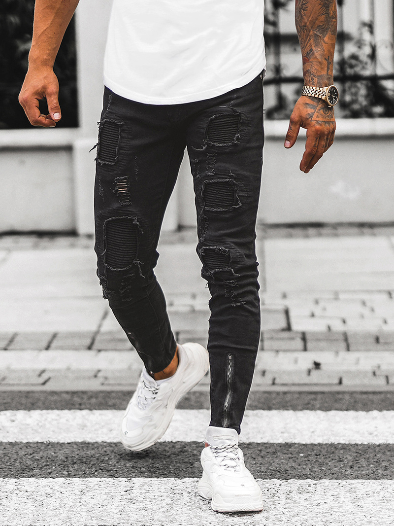 Spodnie jeansowe męskie czarne OZONEE O/E6978