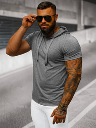 T-shirt męski z kapturem grafitowy OZONEE JS/8T89/5
