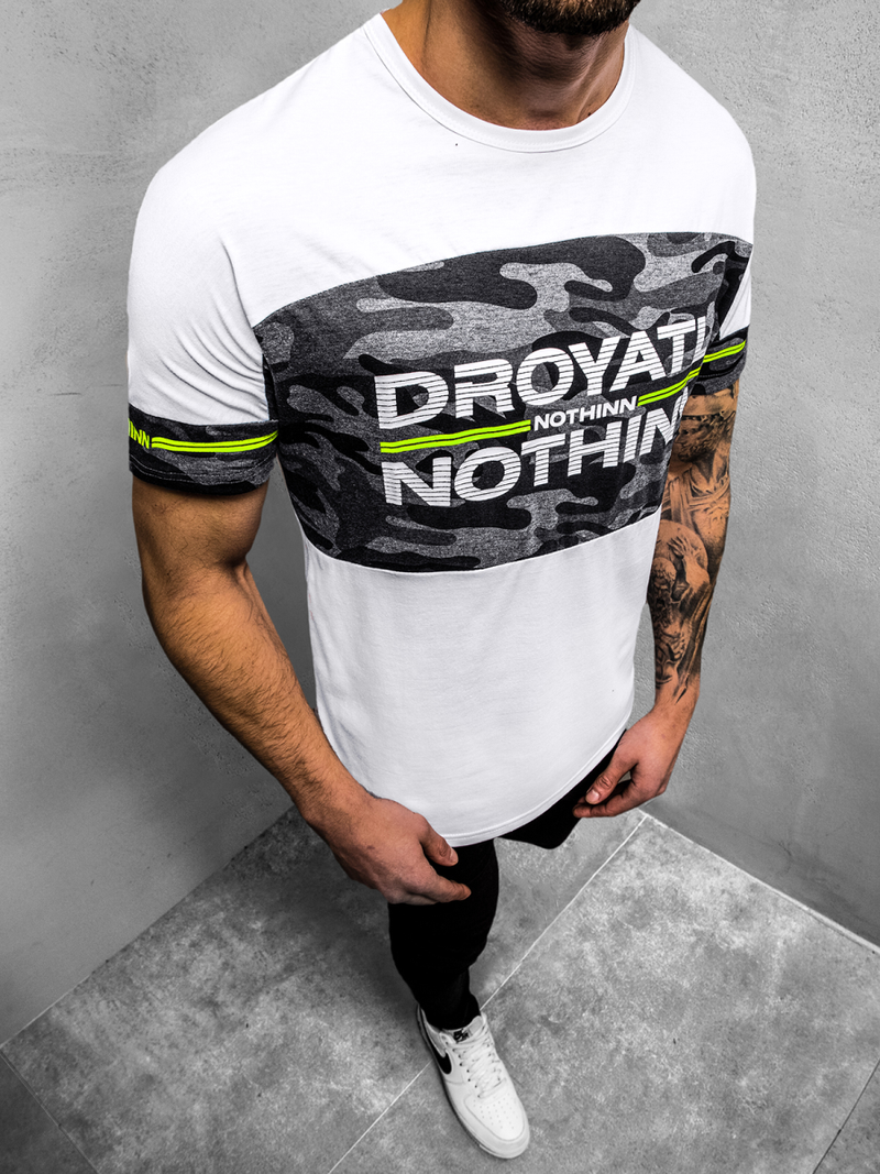 T-Shirt męski biały OZONEE JS/SS10976Z