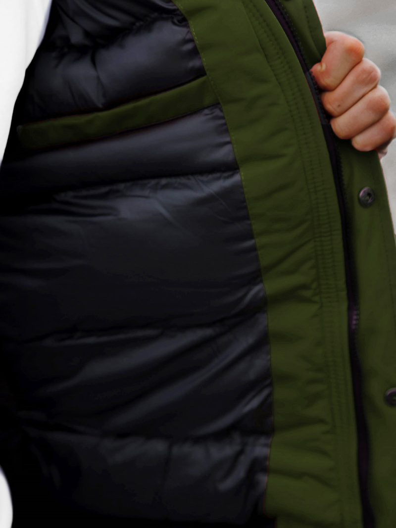 Kurtka zimowa męska z futerkiem khaki OZONEE JS/M2019/136