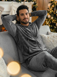 Komplet dresowy męski welurowy grafitowy OZONEE JS/8C1169/6Z