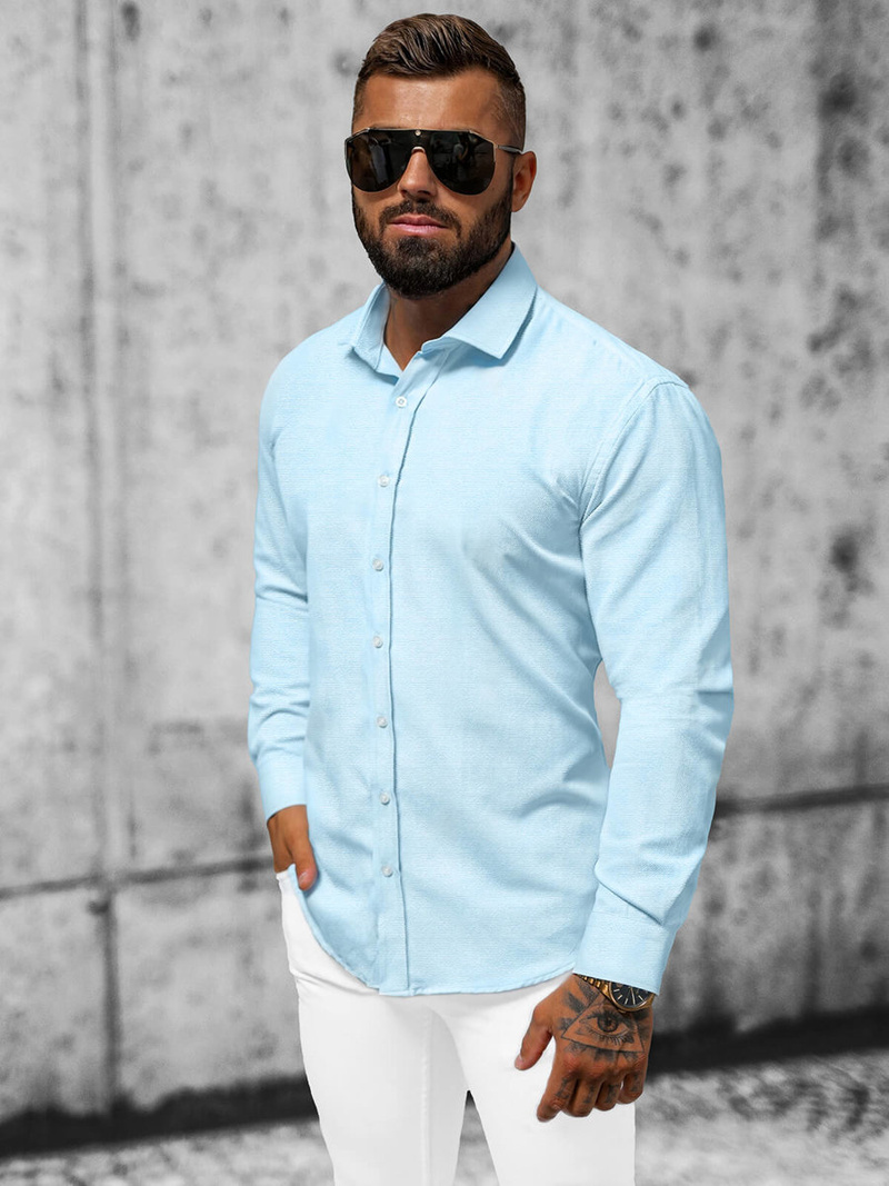 Класична сорочка чоловіча Яскраво-cиня OZONEE O/3778