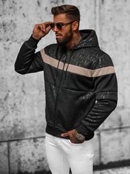 Bluza męska z kapturem rozpinana czarna OZONEE JS/3B557