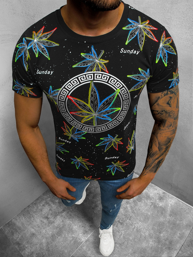 T-Shirt męski czarny OZONEE O/HM602