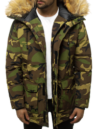 Kurtka zimowa męska parka z futerkiem zielona-moro OZONEE JB/JP1175