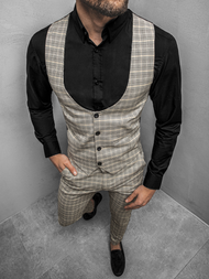 Komplet męski - kamizelka I spodnie chino beżowy OZONEE DJ/5555