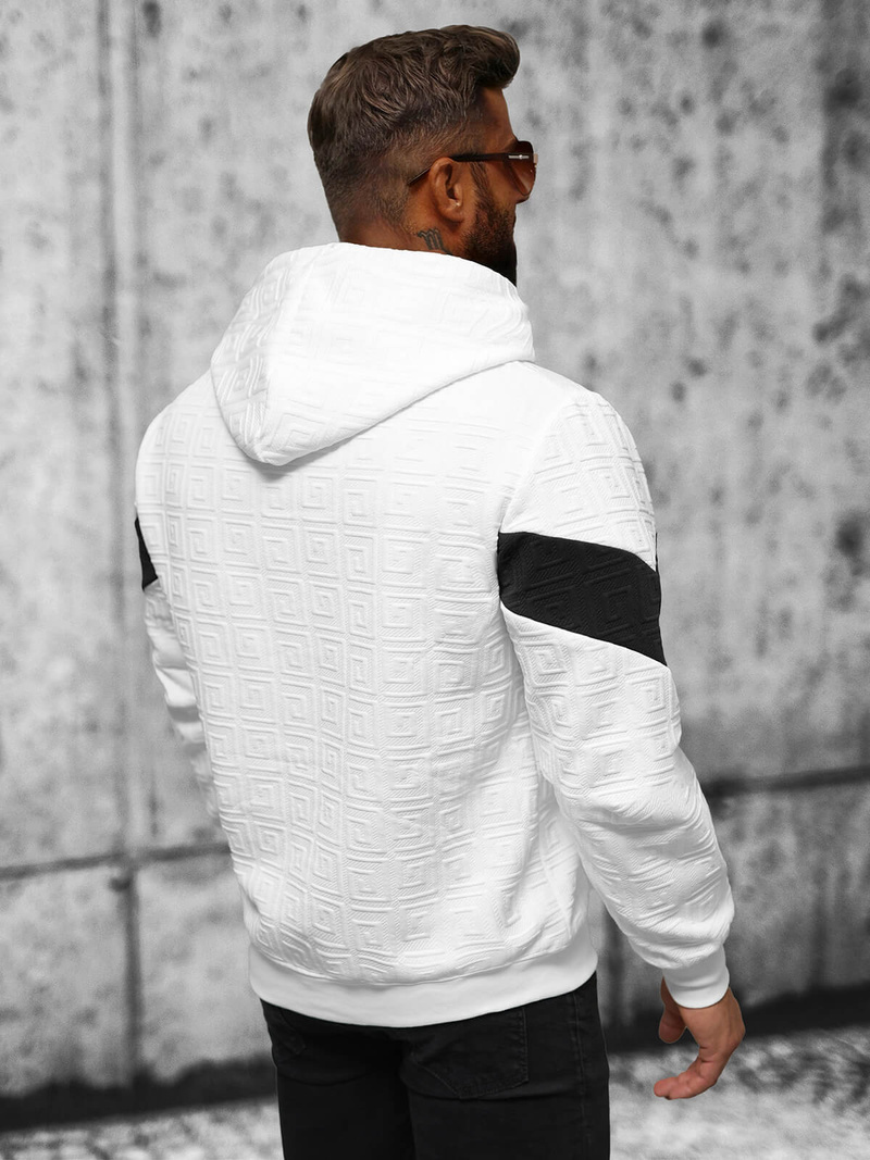 Bluza z kapturem męska biała OZONEE JS/3B571