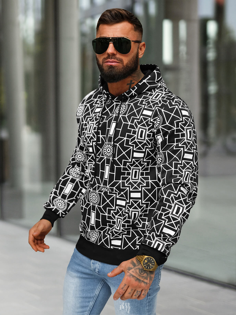 Bluza z kapturem męska czarna OZONEE JS/8B1236/3