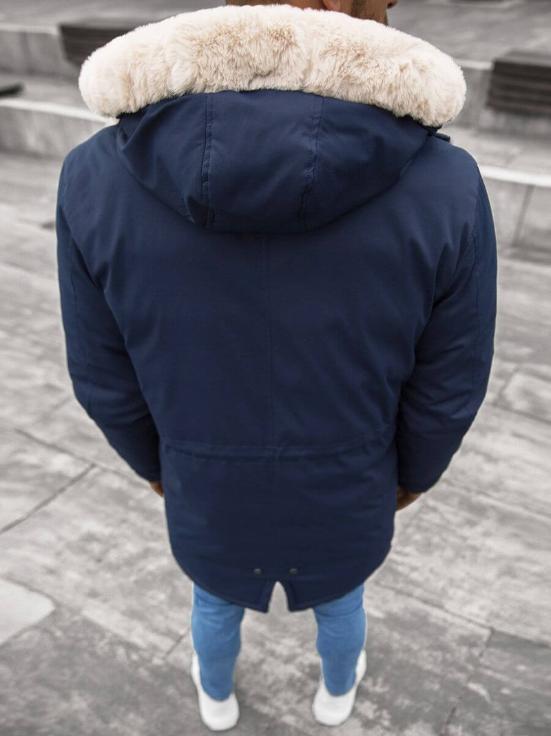 Kurtka zimowa męska parka z futerkiem granatowa OZONEE JS/22M117/2