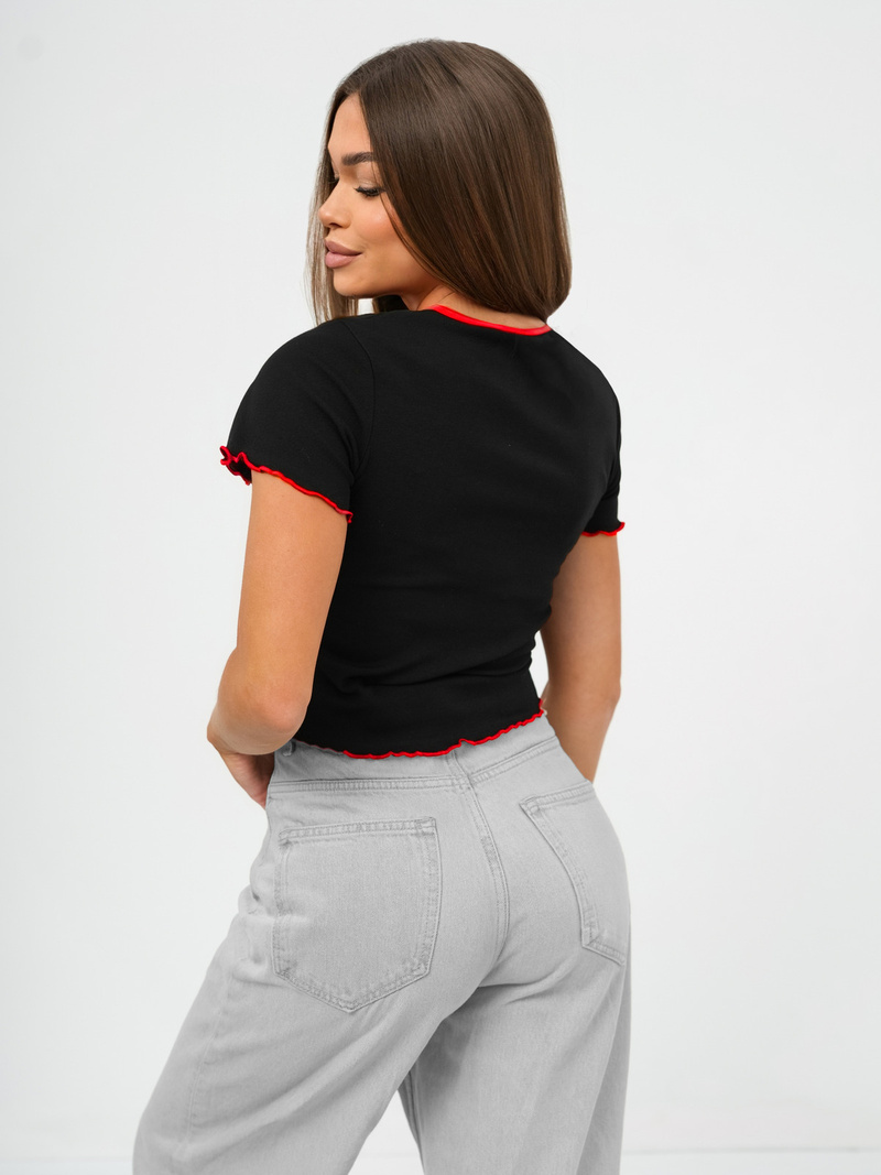 T-shirt damski czarny OZONEE JS/R62639