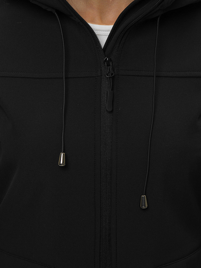 Kurtka softshell damska z kapturem czarna OZONEE JS/HD182/1