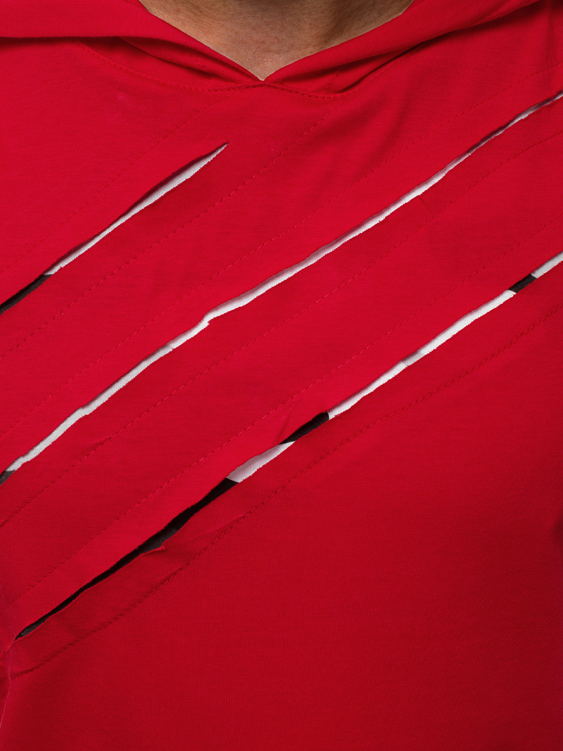 T-Shirt z kapturem męski czerwony OZONEE O/1254Z