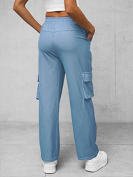 Spodnie damskie z szeroką nogawką niebieskie OZONEE O/HGM6610