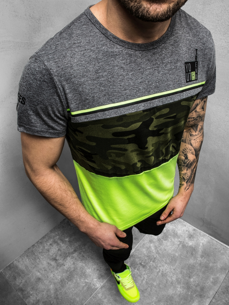 T-Shirt męski grafitowy OZONEE JS/SS10979Z