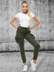 Spodnie damskie chino joggery khaki OZONEE O/802