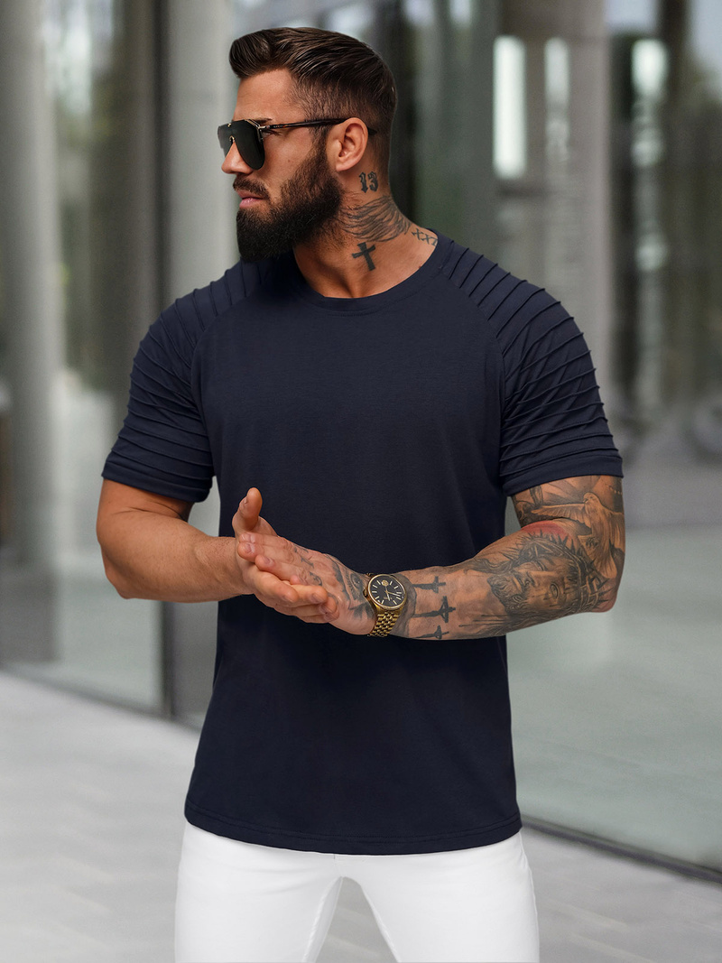 T-shirt męski granatowy OZONEE JS/8T88/25Z