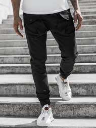 Spodnie męskie chino joggery czarne OZONEE G/11144
