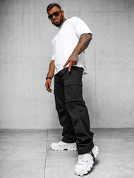 Spodnie męskie cargo wide leg czarne OZONEE O/G3179Z