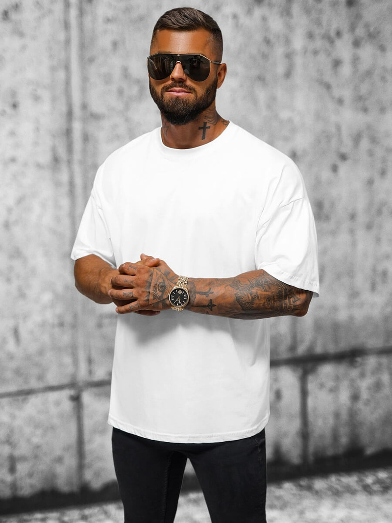 T-shirt męski oversize biały OZONEE O/3436