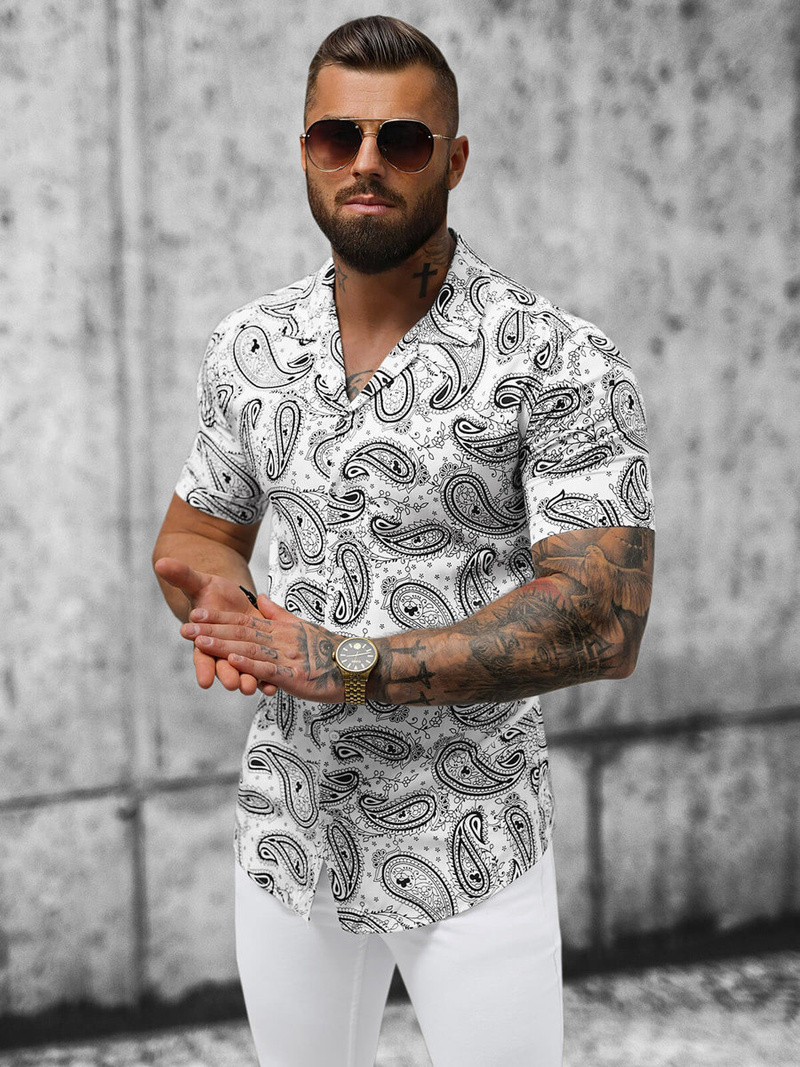 Koszula męska z krótkim rękawem biała OZONEE E/1400/621