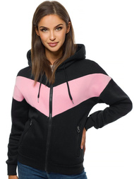 Bluza z kapturem damska czarno-różowa OZONEE JS/B26039