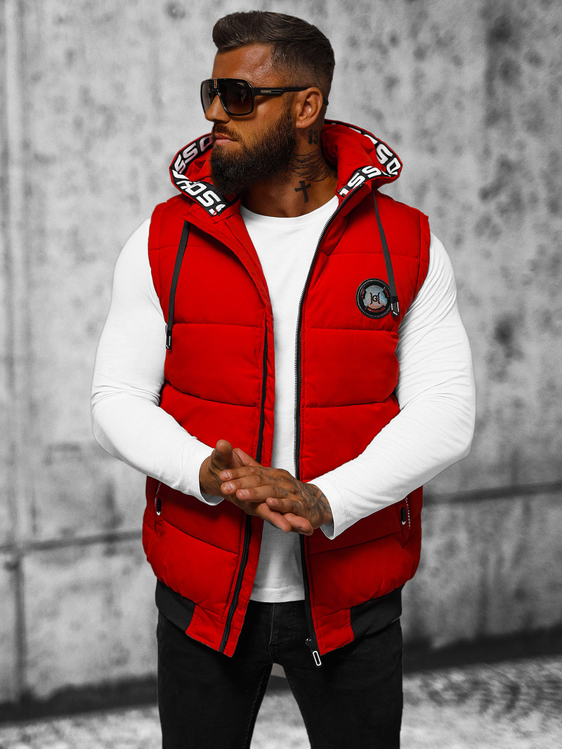 Kamizelka męska z kapturem czerwona OZONEE JS/84M3028/275