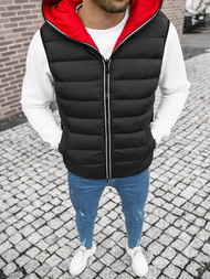 Kamizelka męska pikowana z kapturem czarna OZONEE N/6878/1Z