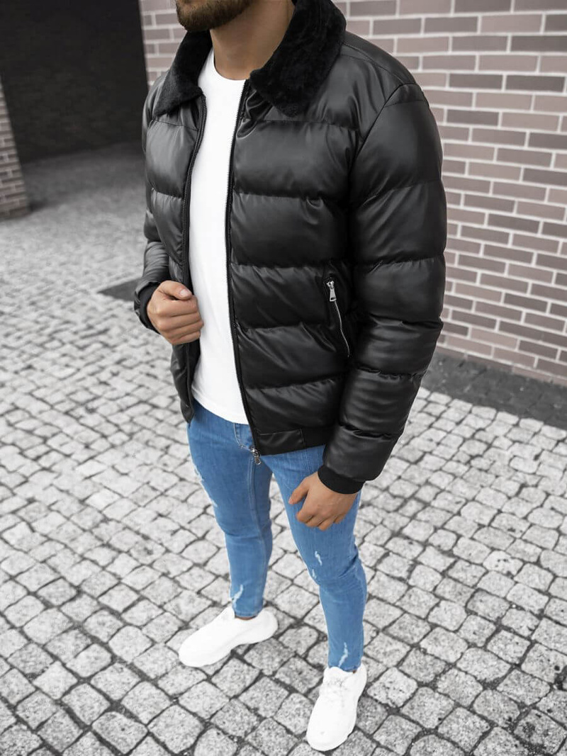 Kurtka skórzana męska czarna OZONEE O/9030Z