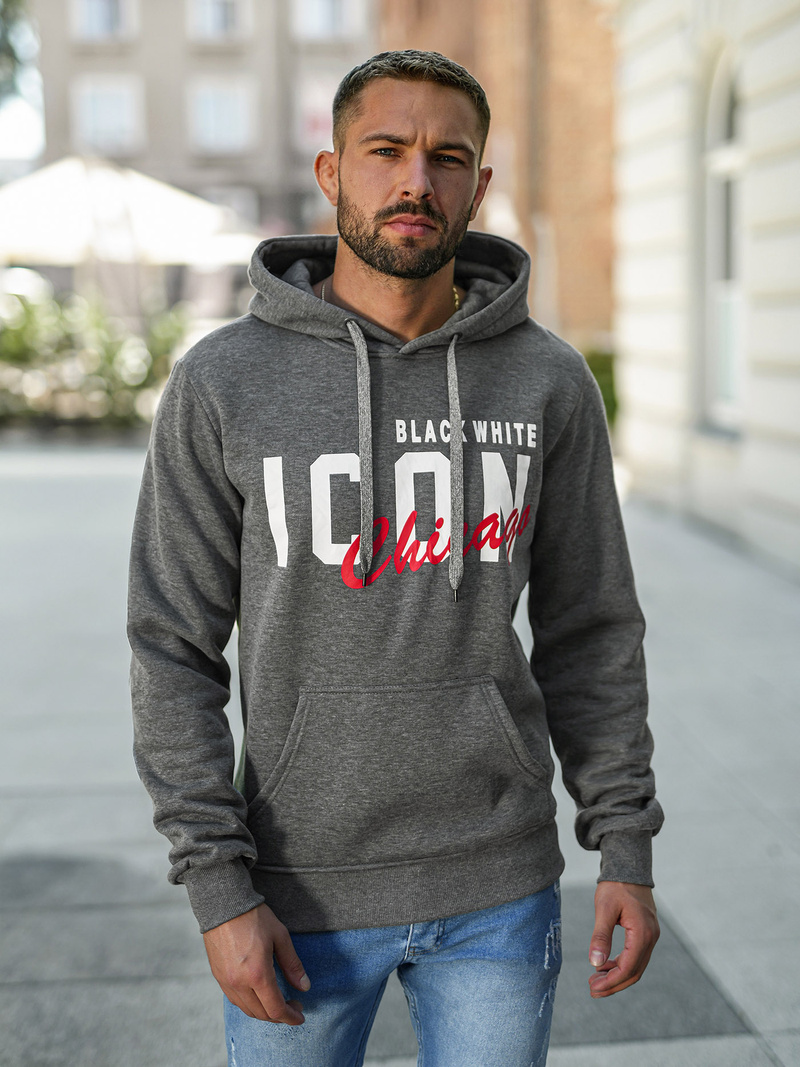 Bluza z kapturem męska grafitowa OZONEE JS/8B1736/5