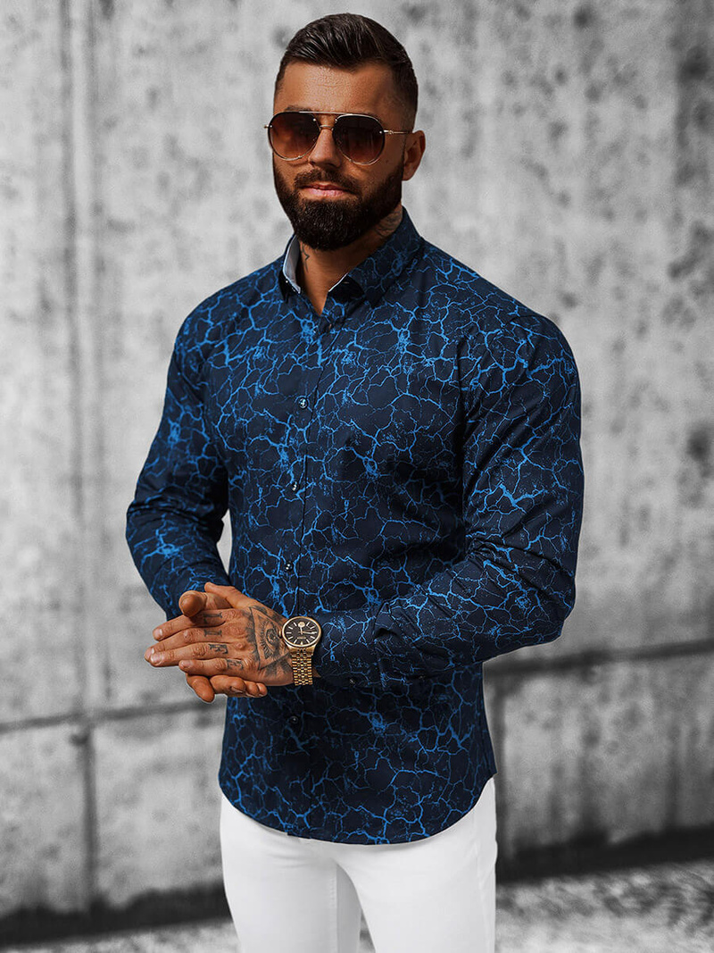 Koszula męska granatowa OZONEE O/V02