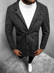 Płaszcz męski w kratę szaro-grafitowy OZONEE O/5628