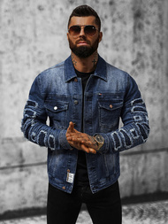 Kurtka męska jeansowa ciemno-niebieska OZONEE NB/MJ523BS