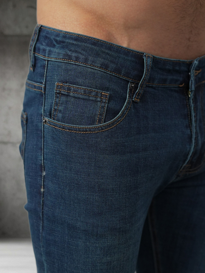 Spodnie jeansowe męskie slim fit ciemno-niebieskie OZONEE O/JK2895A