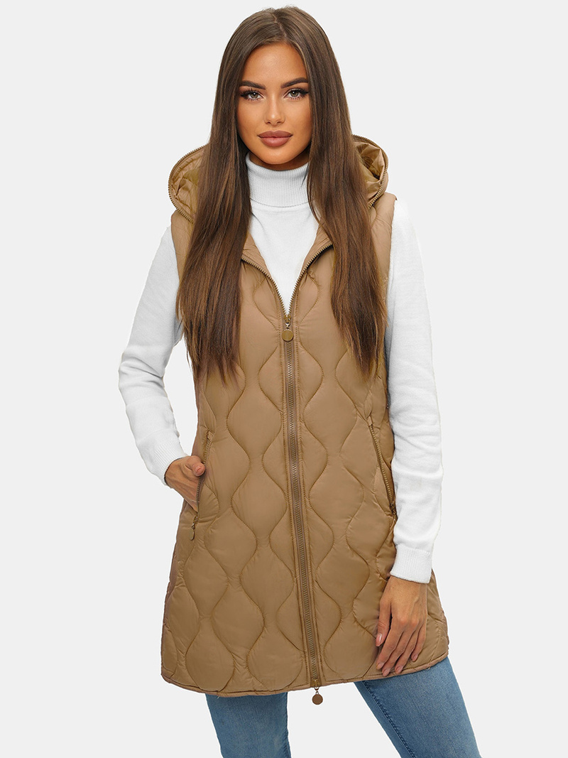 Стьобаний жіночий жилет Темно-Бежева OZONEE O/H928/89