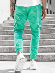Spodnie męskie chino joggery miętowe OZONEE DJ/5580