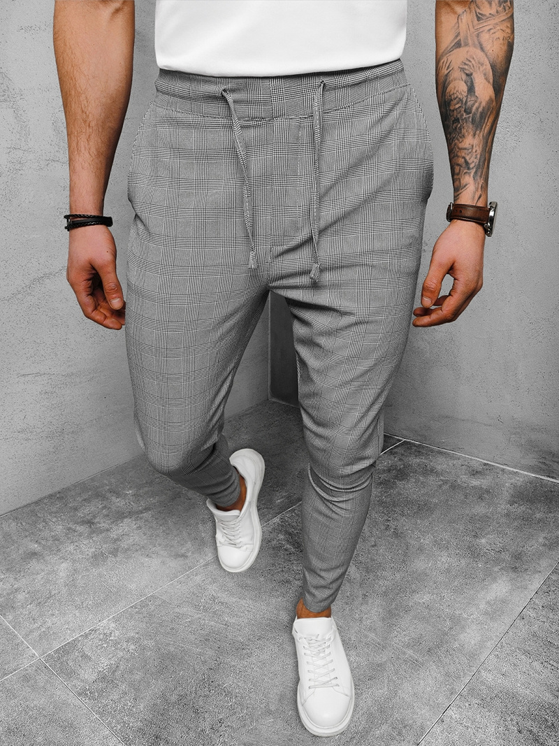 Spodnie męskie chino materiałowe szare OZONEE DJ/2281/22