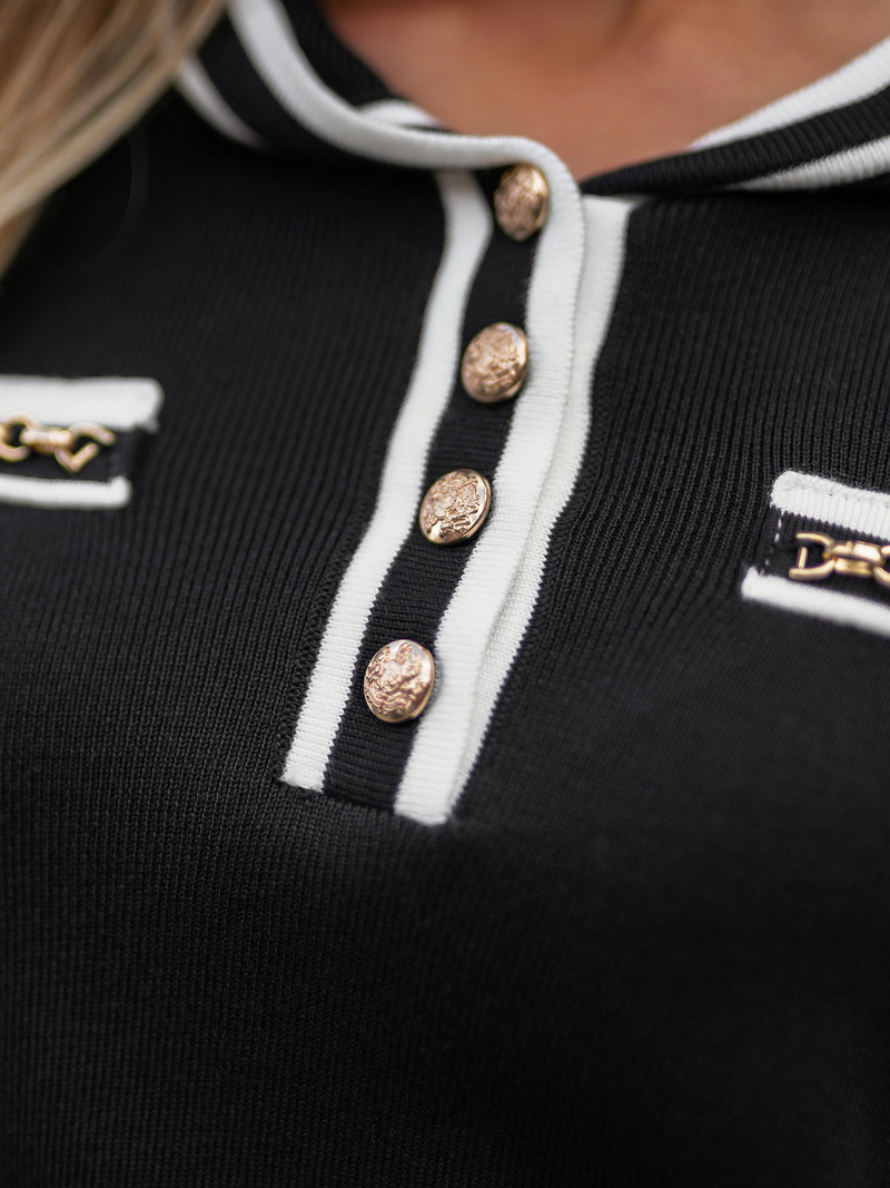 Komplet dresowy damski dwuczęściowy czarny OZONEE JS/26C8801/3