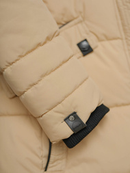 Kurtka zimowa damska długa pikowana beżowa OZONEE O/W377