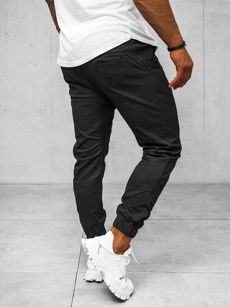 Spodnie męskie chino joggery czarne OZONEE O/399