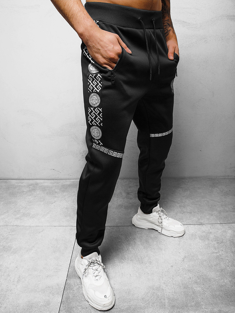 Штани спортивні чоловічі чорно-срібляста OZONEE O/HM665